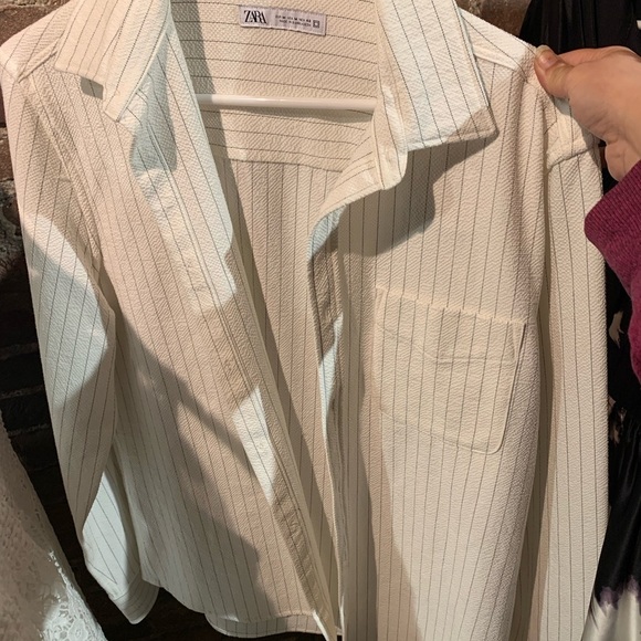 Zara Tops - Zara Cream Striped Shirt